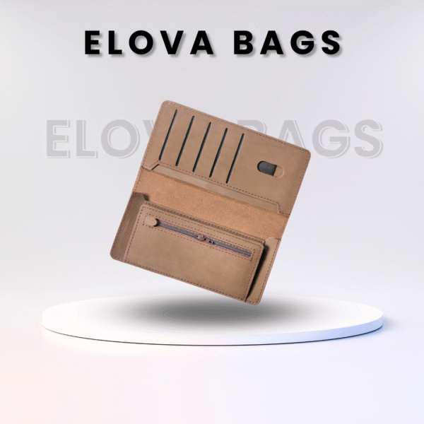 Light Brown Cow Leather Clutch Wallet