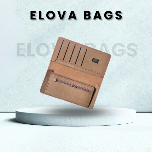 Light Brown Cow Leather Clutch Wallet