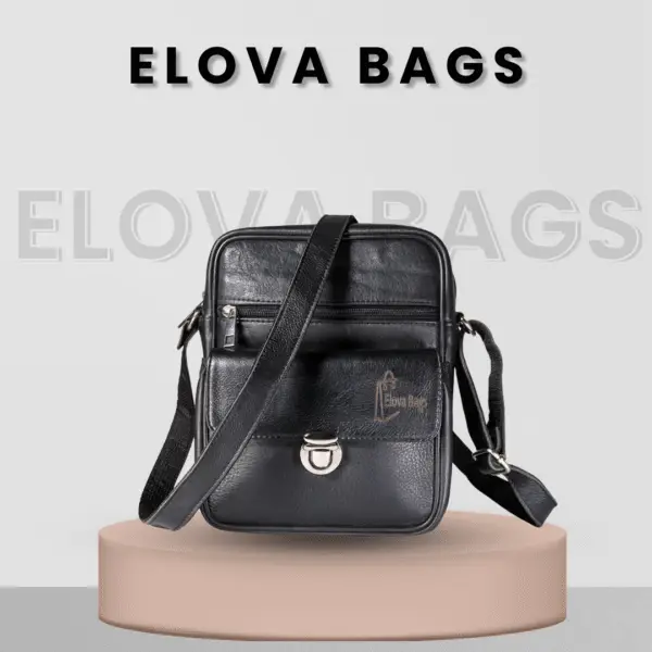 Men’s faux Black Leather Cross body Sling Bag
