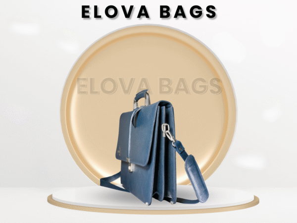 Premium100% Cow Leather textured finish Laptop Bag, Elegant Navy Blue Briefcase for Men & Women. - Image 8
