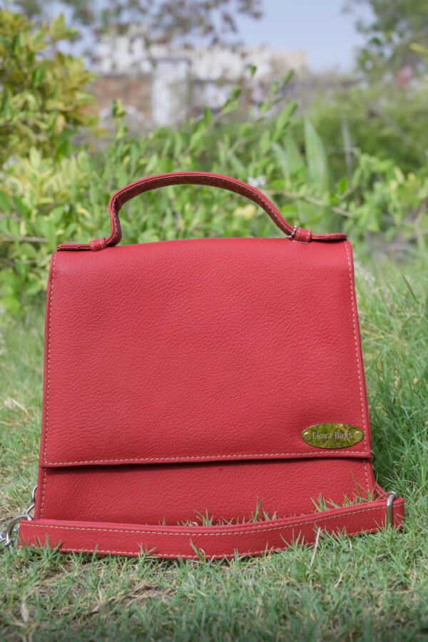 Elegant Red Cow Leather Handbag, Elova Bags, Stylish Cross body & Shoulder Purse for Women, Chic Everyday Bag, Perfect Gift for Her.