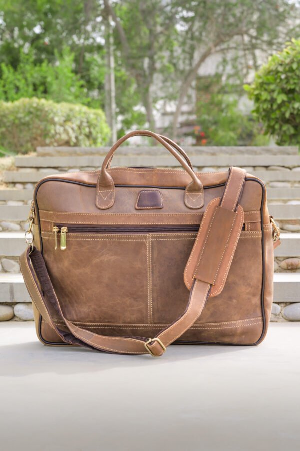Vintage Brown Crazy Horse Leather Laptop Bag