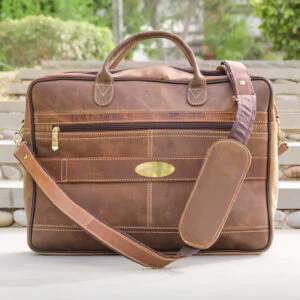 Vintage Brown Crazy Horse Leather Laptop Bag