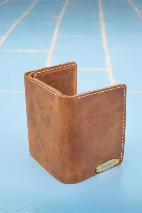 Handmade Crazy Horse Leather Trifold Wallet for Men