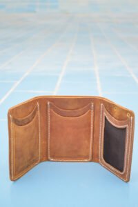 Handmade Crazy Horse Leather Trifold Wallet for Men